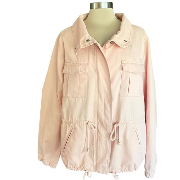 Old Navy Peach Twill Utility Cinch Waist Jacket Sz XXL Chore Jacket Outdoors - Picture 1 of 10